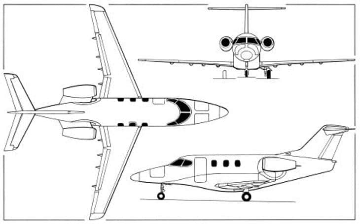 Beechcraft 390 Premier IA Technical Diagram